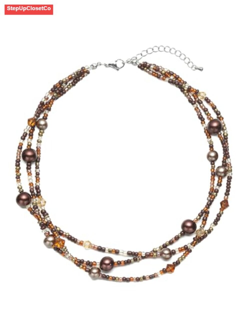 Handmade Multi Strand Beaded Necklace for Women Boho Choker Layered Glass Pearl